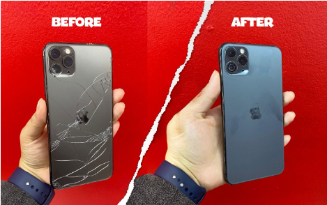 cell phone back screen cracked and repair