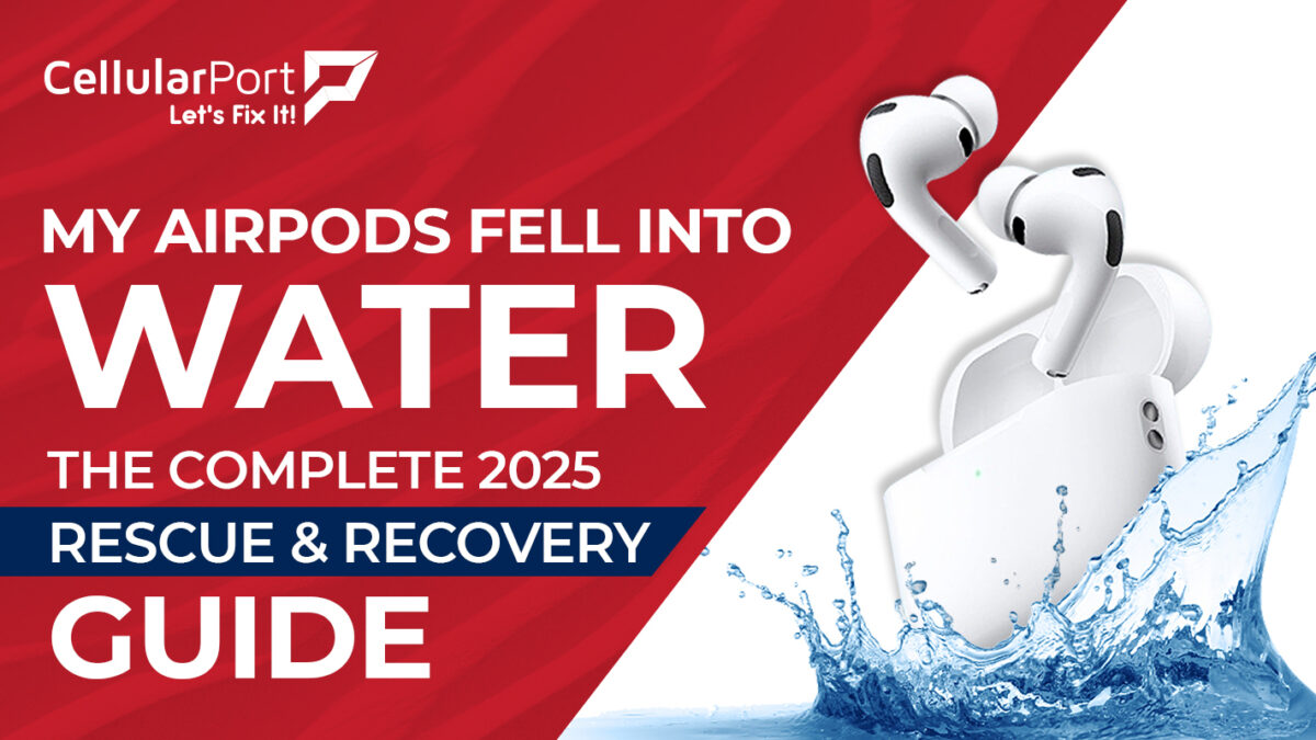 AirPods submerged in water showing immediate steps for rescue and recovery after water damage